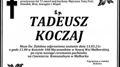 Zmarł Tadeusz Koczaj. Żył 71 lat.