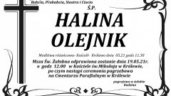 Zmarła Halina Olejnik. Żyła 89 lat.