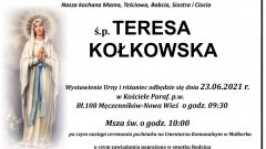 Zmarła Teresa Kołkowska. Żyła 78 lat.