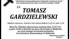 Zmarł Tomasz Gardzielewski. Żył 40 lat.