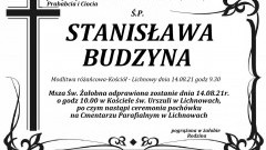 Zmarła Stanisława Budzyna. Żyła 87 lat.