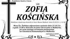 Zmarła Zofia Kościńska. Żyła 79 lat.