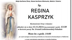 Zmarła Regina Kasprzyk. Żyła 66 lat.