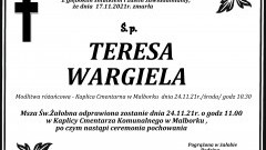 Zmarła Teresa Wargiela. 