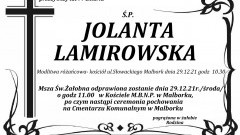 Zmarła Jolanta Lamirowska. Żyła 77 lat.