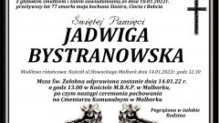 Zmarła Jadwiga Bystranowska. Żyła 77 lat.