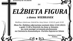 Zmarła Elżbieta Figura z domu Wiebranek. Żyła 66 lat.