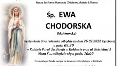 Zmarła Ewa Chodorska. Żyła 61 lat.