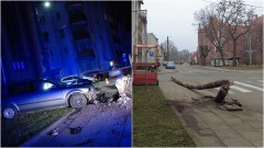 Malbork. Pijany kierowca skosił słup oświetleniowy na Jagiellońskiej – grozi mu kara do 4,5 lat więzienia.