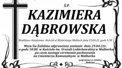 Zmarła Kazimiera Dąbrowska. Żyła 85 lat.