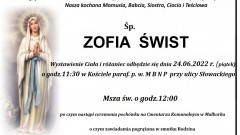 Zmarła Zofia Świst. Żyła 75 lat.