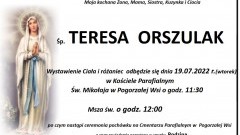 Zmarła Teresa Orszulak. Żyła 63 lata.