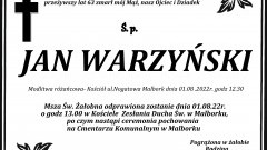 Zmarł Jan Warzyński. Żył 63 lata.