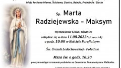 Zmarła Marta Radziejewska - Maksym. Miała 89 lat.