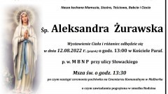 Zmarła Aleksandra Żurawska. Żyła 84 lata.