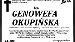 Zmarła Genowefa Okupińska. Miała 92 lata.