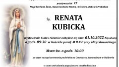 Zmarła Renata Kubicka. Żyła 77 lat.