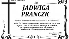 Zmarła Jadwiga Pranczak. Miała 96 lat.