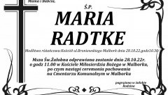 Zmarła Maria Radtke. Żyła 74 lata.