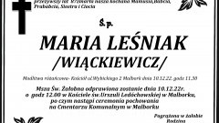 Zmarła Maria Leśniak. Żyła 87 lat.