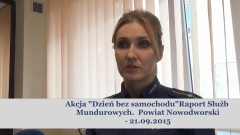 Akcja "Dzień bez samochodu" Raport Służb Mundurowych. Powiat Nowodworski - 21.09.2015