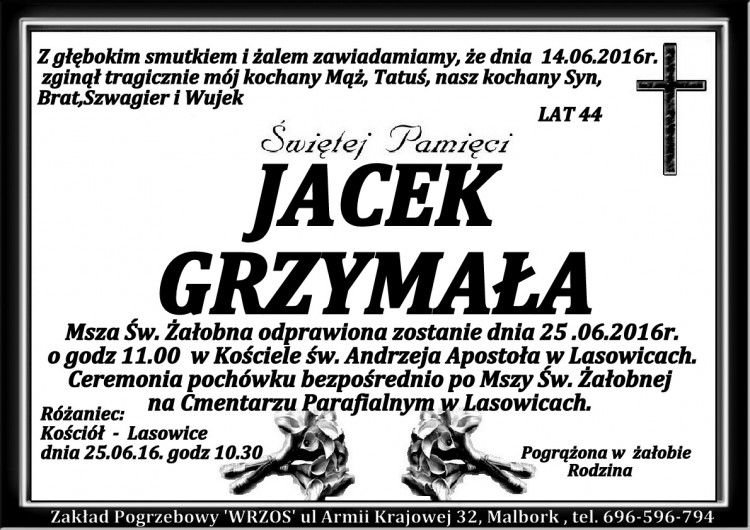 Zmarł Jacek Grzymała. Żył 44 lata.