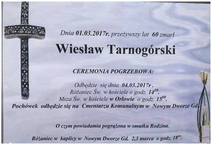 Zmarł Wiesław Tarnogórski. Żył lat 60