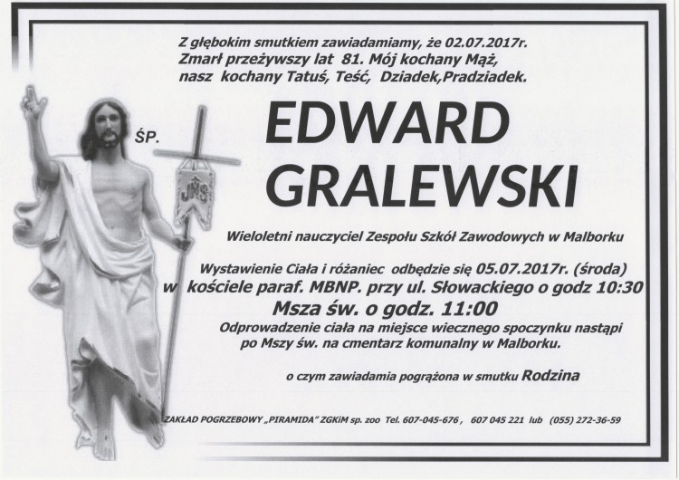 Zmarł Edward Gralewski. Żył 81 lat.