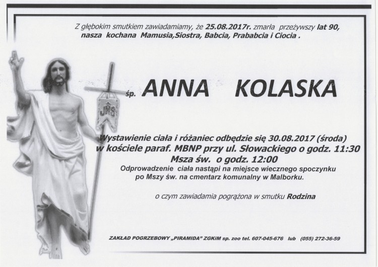 Zmarła Anna Kolaska. Żyła 90 lat.