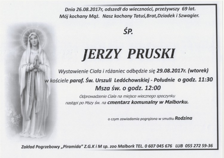 Zmarł Jerzy Pruski. Żył 69 lat.