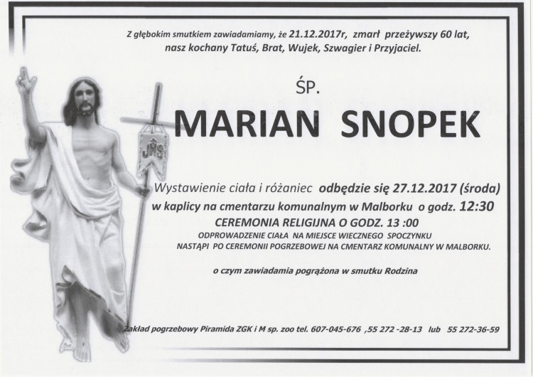 Zmarł Marian Snopek. Żył 60 lat.