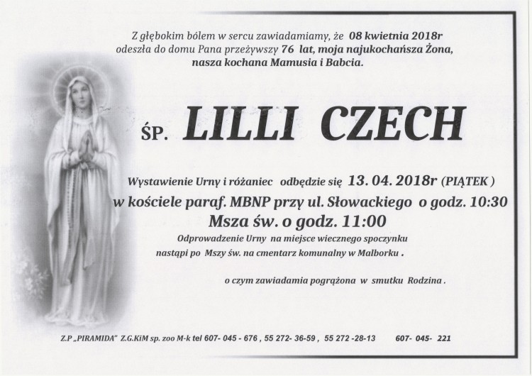 Zmarła Lilli Czech. Żyła 76 lat.