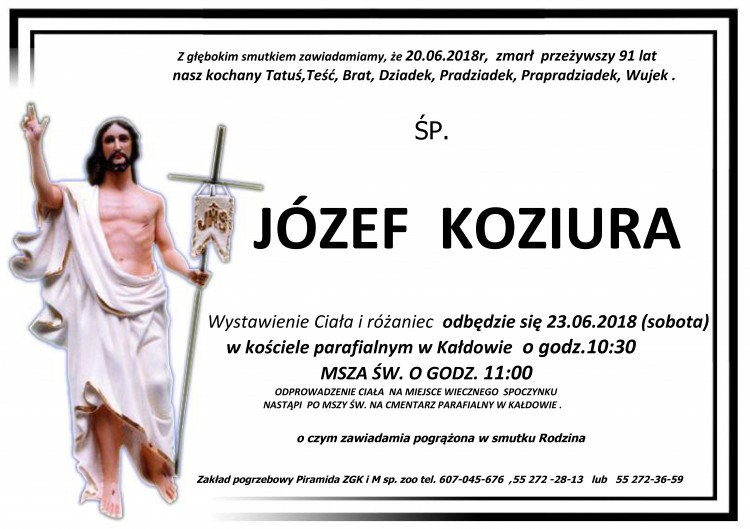 Zmarł Józef Koziura. Żył 91 lat.