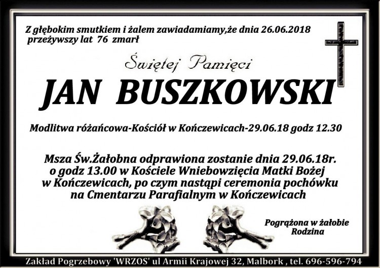 Zmarł Jan Buszkowski. Żył 76 lat