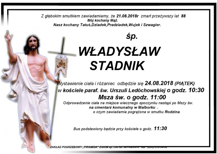 Zmarł Władysław Stadnik. Żył 88 lat.