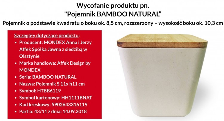 Uwaga, ważne! Wycofanie ze sprzedaży pojemnika Bamboo Natural.