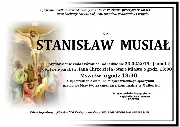 Zmarł Stanisław Musiał. Żył 83 lata.