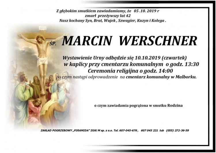 Zmarł Marcin Werschner. Żył 42 lata.