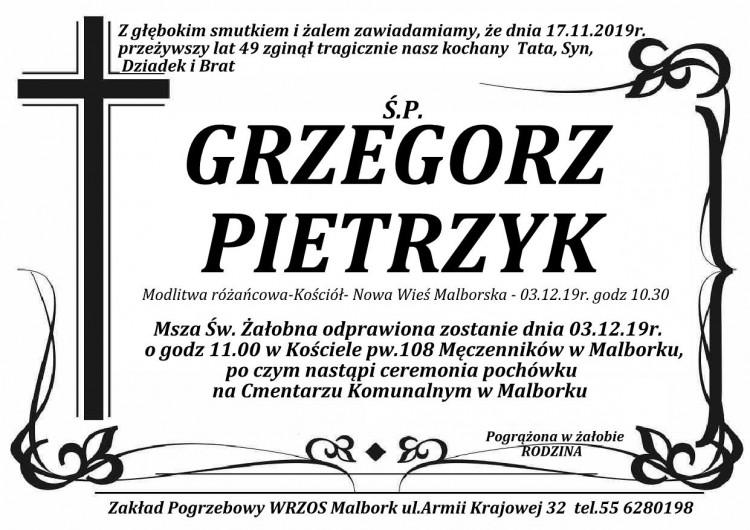 Zmarł Grzegorz Pietrzyk. Żył 49 lat.