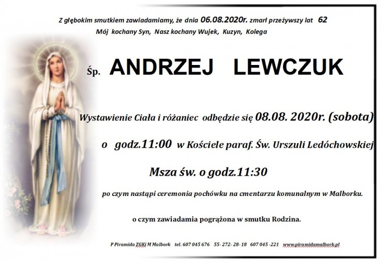 Zmarł Andrzej Lewczuk. Żył 62 lata.