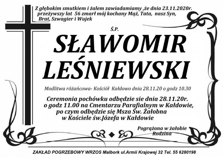 Zmarł Sławomir Leśniewski. Żył 56 lat.