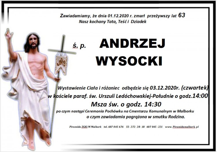 Zmarł Andrzej Wysocki. Żył 63 lata.