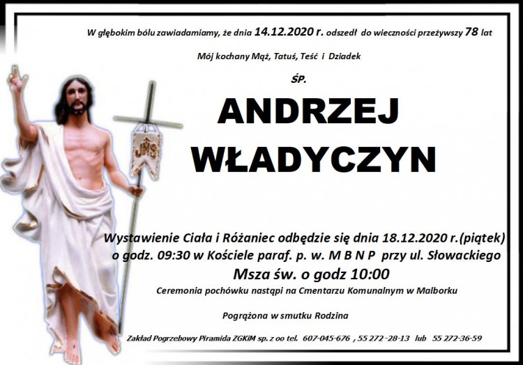 Zmarł Andrzej Władyczyn. Żył 78 lat.