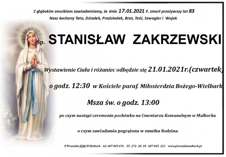 Zmarł Stanisław Zakrzewski. Żył 83 lata.