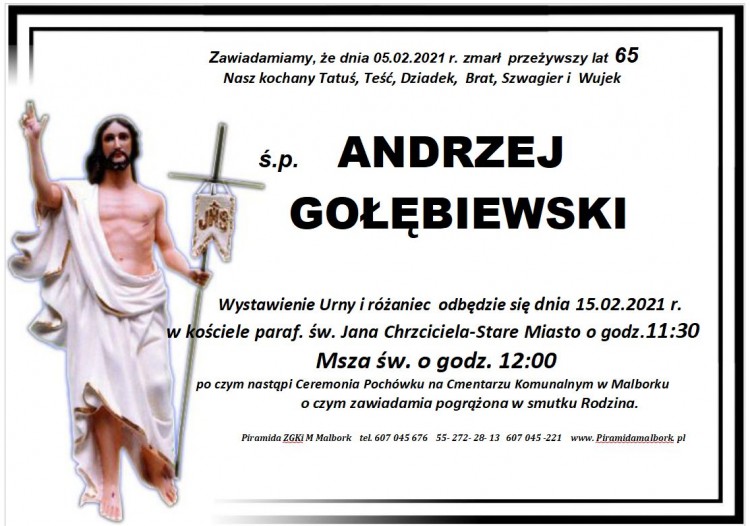 Zmarł Andrzej Gołębiewski. Żył 65 lat.
