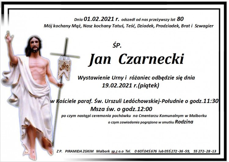 Zmarł Jan Czarnecki. Żył 80 lat.