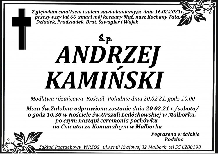 Zmarł Andrzej Kamiński. Żył 66 lat.