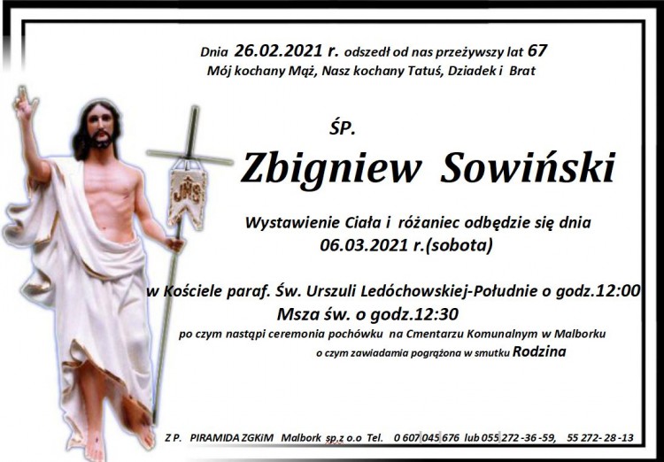 Zmarł Zbigniew Sowiński. Żył 67 lat.