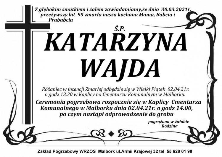Zmarła Katarzyna Wajda. Żyła 95 lat.