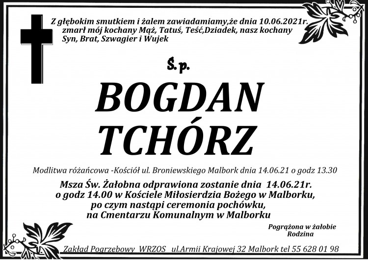 Zmarł Bogdan Tchórz.